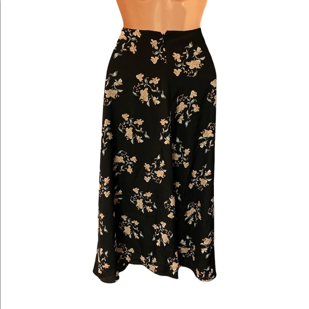 Calvin Klein Houndstooth Floral Plaid Georgette Office Casual Summer Midi Skirt - Picture 7 of 12